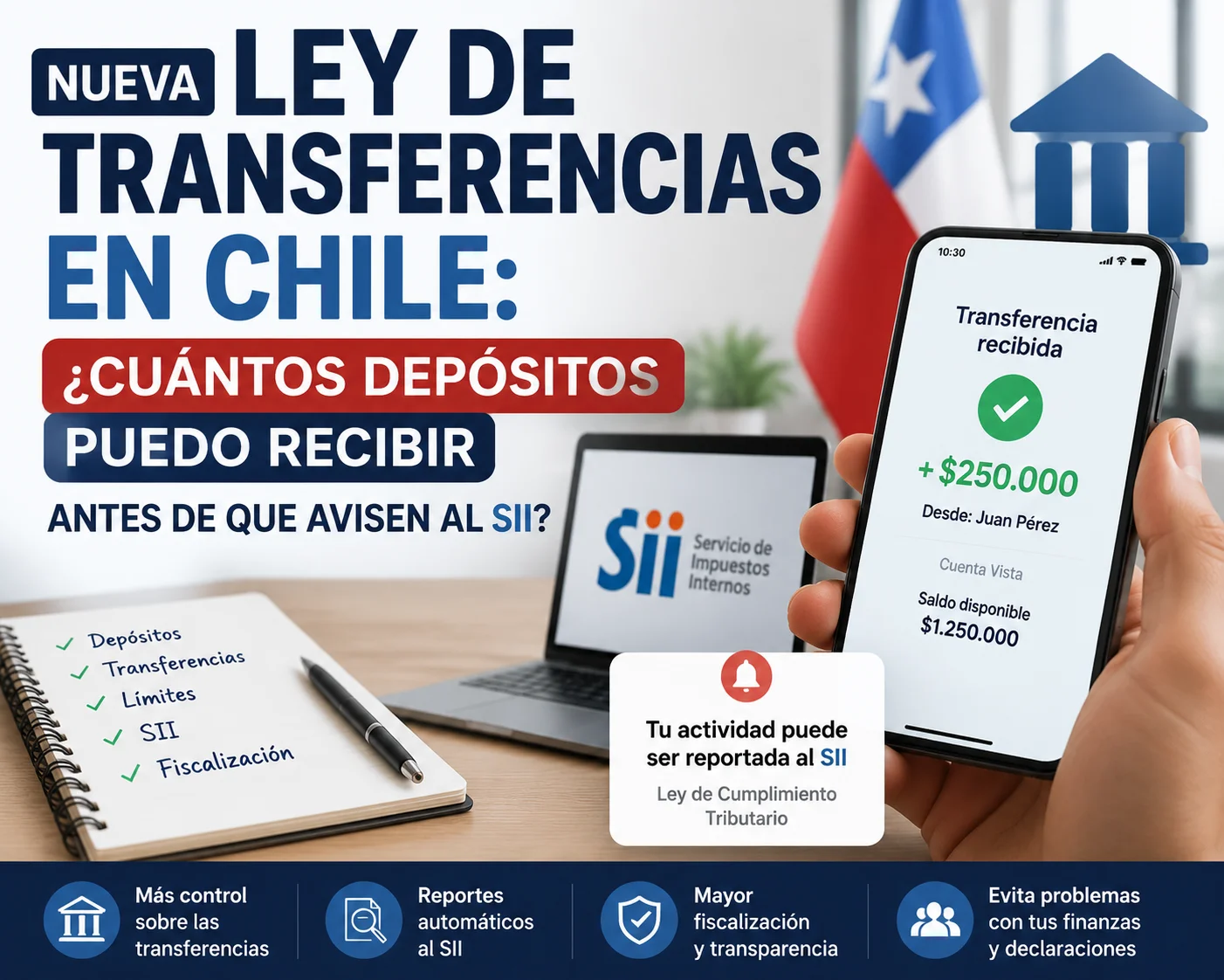 Ley de transferencias en Chile y depósitos informados al SII